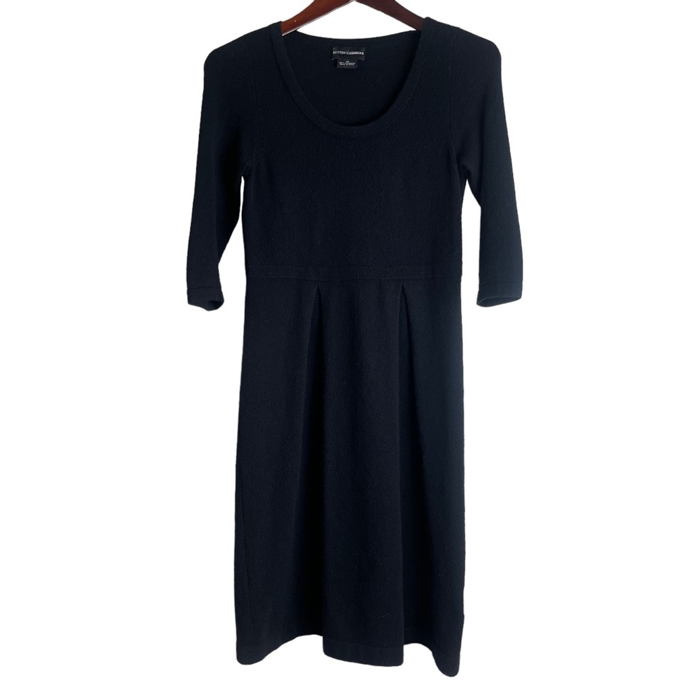 SUTTON STUDIO Women’s Black 100% Cashmere Dress Size XS Fit & Flare Cozy Winter
